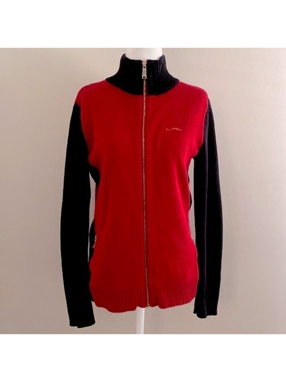 Ralph Lauren black label knit zip up sweater